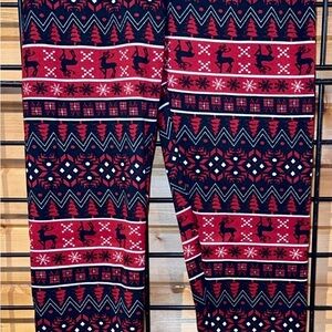 Festive Red and Black Patterned Leggings